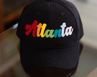 Atlanta hat - embroidered rainbow script
