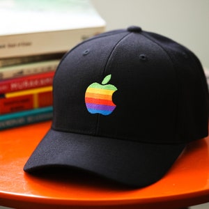 Retro Apple Computers rainbow logo hat - embroidered baseball cap