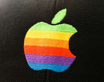 Retro Apple Computers Rainbow Logo Hat - Embroidered