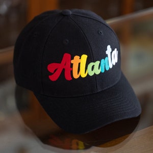 Atlanta hat embroidered rainbow script image 2