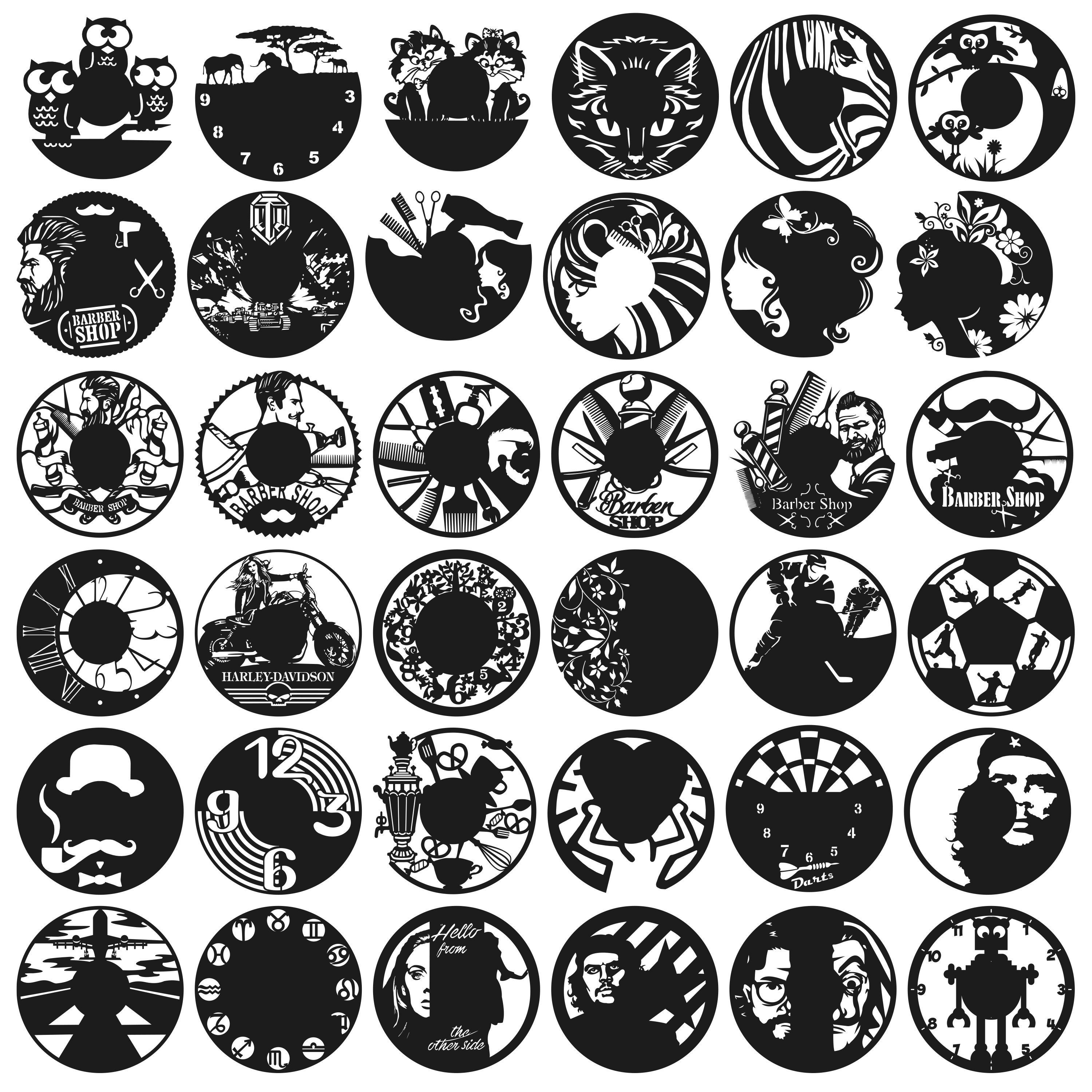 Vinyl Clock Record Vector Svg Dxf Cdr File for Cnc Laser Cutter