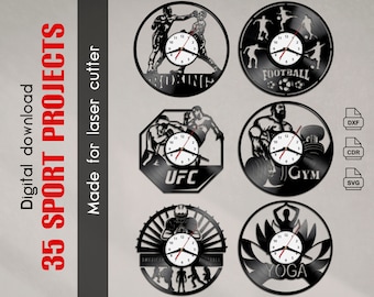 Sport Vinyl Clock Template: CNC Laser Cut File (Digital Download)