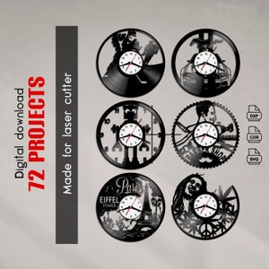 Vinyl Clock Record Template – CNC Laser Cut File for Vinyl Wall Clock (Svg Dxf Cdr) – Digital Download