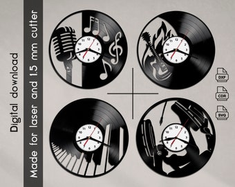 Music Vinyl Record Clock Vector File, CNC Laser Cut (Digital Download)