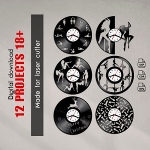 Sexy Vinyl Uhr Vorlage - CNC Laser Cut Datei für die Wanddekoration für Erwachsene (Svg Dxf Cdr) - Digitaler Download Kamasutra Uhr 18+