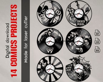 Comics Vinyl Clock Template – CNC Laser Cut File (Digital Download)