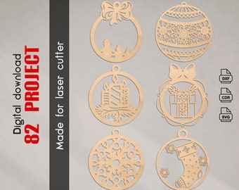 Laser Cut Christmas Ornament Templates: CNC Files (Digital Download)