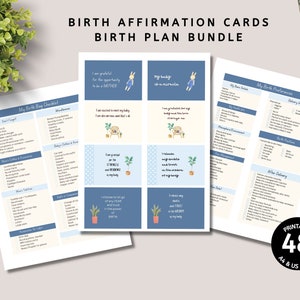 Cartão de afirmação de nascimento para impressão | Download digital de afirmações de nascimento | Plano de parto Canva | Lista de verificação da bolsa de nascimento | Presente de chá de bebê | presente da mãe