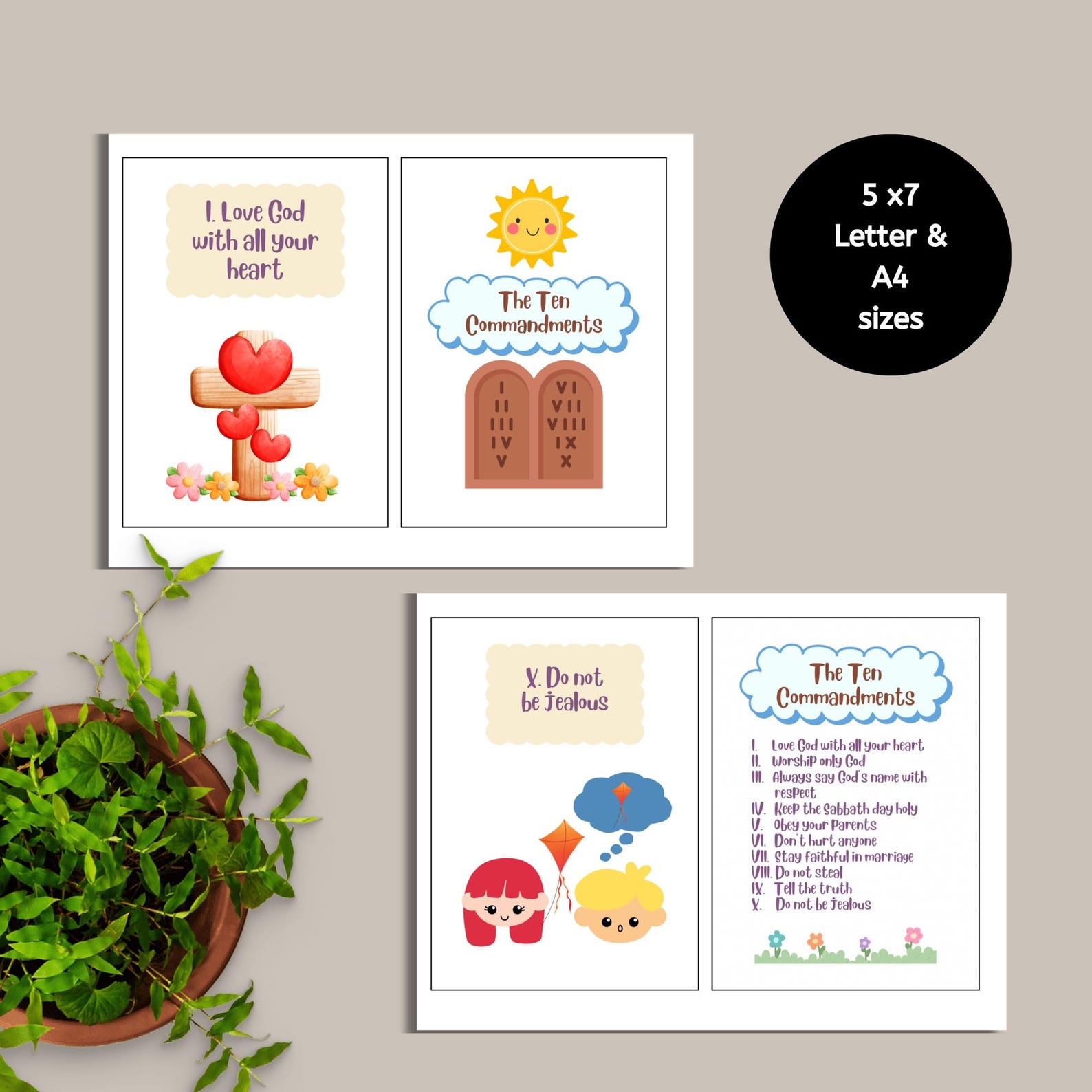 10 Commandments Flashcards, Kids Bible Study, Sunday School PDF - Etsy