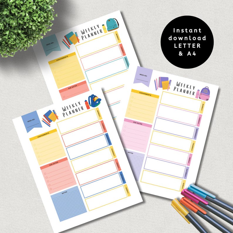 Homeschool Student Planner Printable, Weekly Chart for Kids Ages 6 to ...
