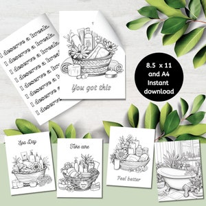 Bon rétablissement, pages à colorier, carte pour se sentir mieux, livre de coloriage imprimable, page à colorier PDF imprimable, coloriage de spa, cadeau de récupération