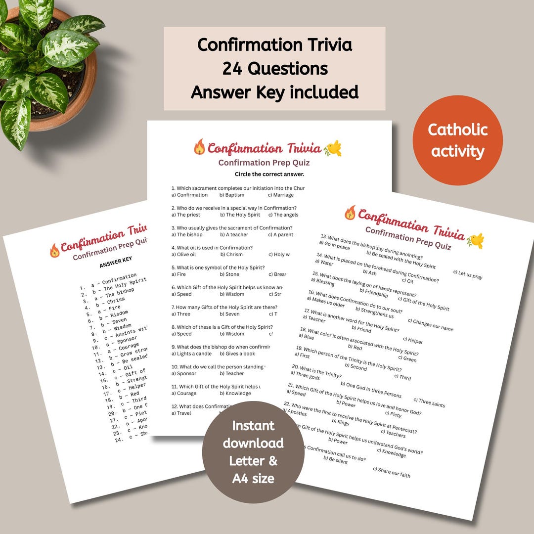 Confirmation Trivia for Kids, Sacrament Prep Activity, Catholic Lesson ...