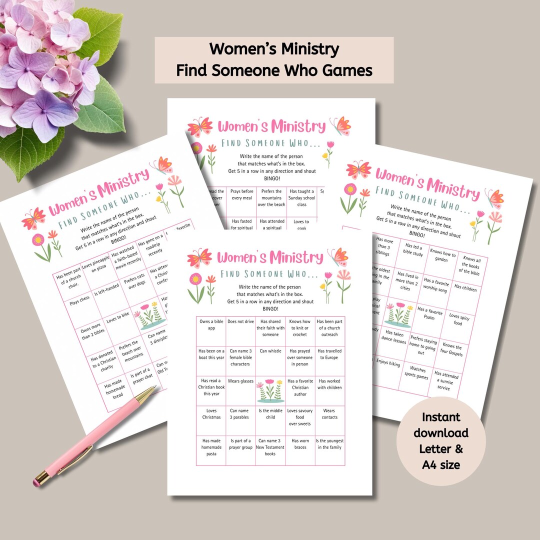 Women's Ministry Find Someone Who Game, Icebreaker Bible Activity, Find ...