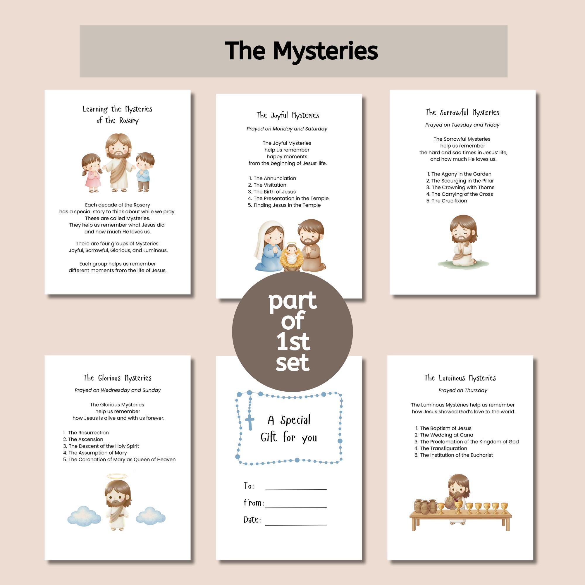 How to Pray the Rosary Cards for Kids, Catholic Printable Prayer Cards ...