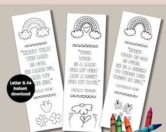 Printable Kids Bible Verse Coloring Bookmark, Sunday School Craft, PDF