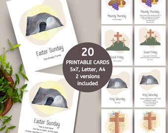 Holy Week Cards for Kids, Easter Story Lesson, 2 Sets of Cards, PDF Printable