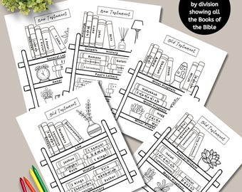 Coloriages Bookshelf Tracker des livres de la Bible (PDF imprimable)