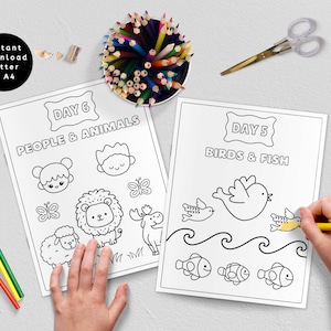 7 Days of Creation for Preschoolers, Days of Creation Coloring Pages, Bible Coloring Pages for Kids, Sunday School Craft, Creation Printable