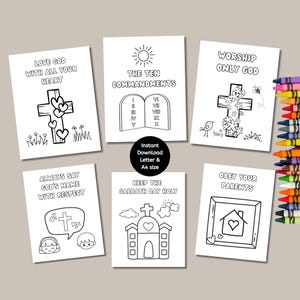 Ten Commandments for Kids Printable Coloring Pages, Bible Verse Coloring Page for Preschoolers, The Ten Commandments for Classroom