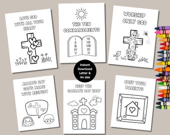 Ten Commandments for Kids Printable Coloring Pages, Bible Verse Coloring Page for Preschoolers, The Ten Commandments for Classroom