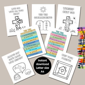 10 Commandments Coloring Pages: Kids Bible Lesson, Printable PDF