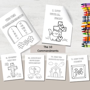 Ten Commandments for Kids Printable Coloring Pages, Bible Verse Coloring Page for Preschoolers, The Ten Commandments for Classroom, Design 3