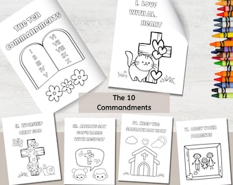Páginas para colorear imprimibles de los Diez Mandamientos para niños, página para colorear de versículos bíblicos para preescolares, Los Diez Mandamientos para el aula, Diseño 3