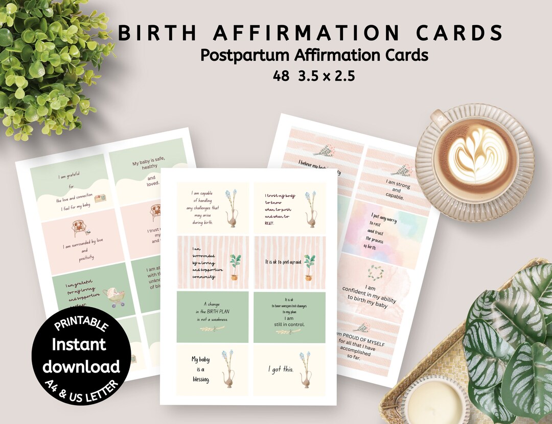 Birth Affirmation Cards Printable, Postpartum Affirmations, Affirmation ...