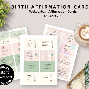 Affirmations de naissance imprimables, affirmations post-partum, affirmations de naissance à imprimer, affirmations de naissance, cadeau de baby shower
