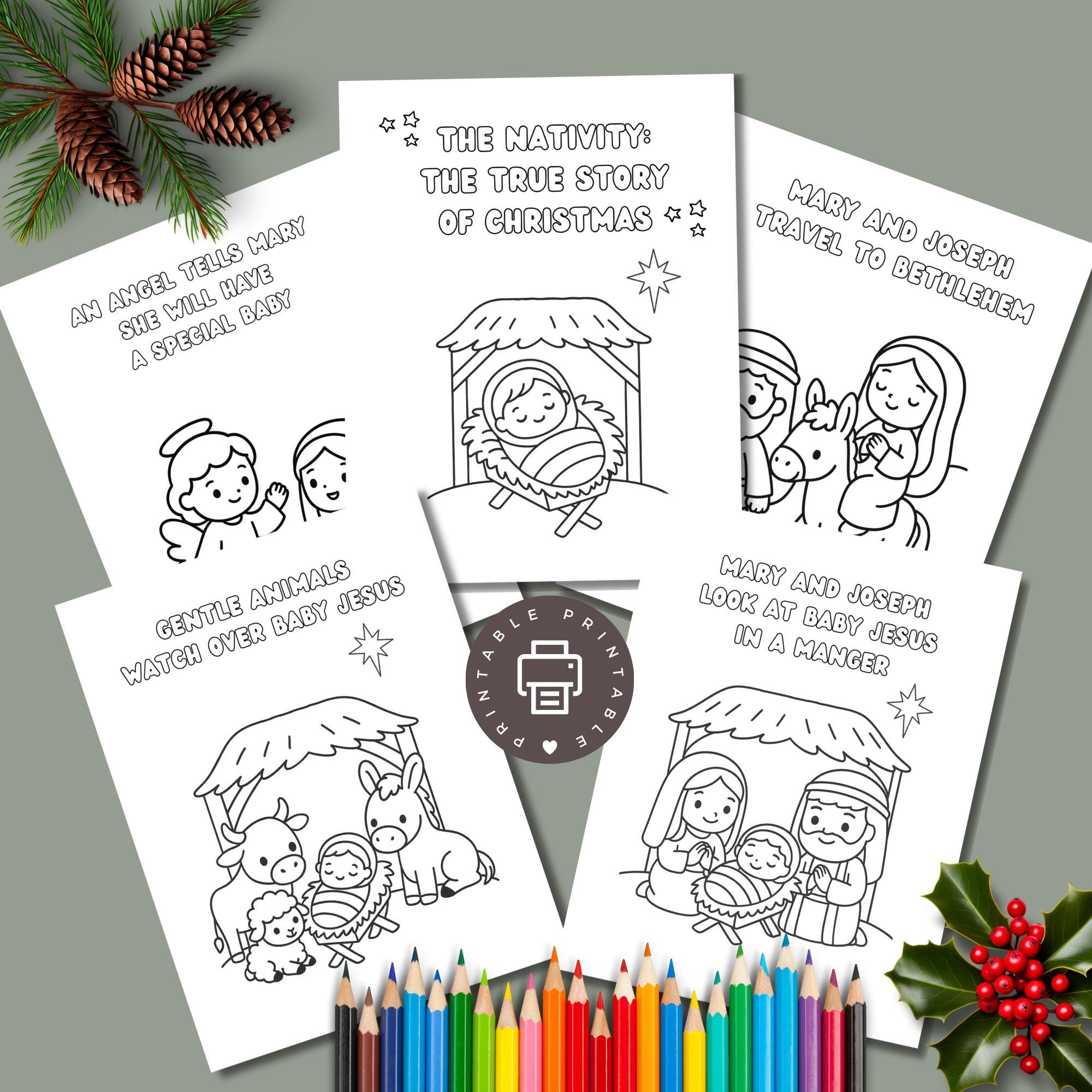 Nativity Coloring Pages for Kids, Printable Christmas Activity for ...