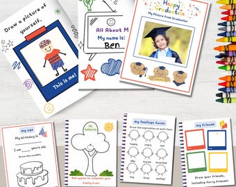 Kindergarten Graduation Keepsake, Printable All About Me Activity Pages, Preschool Craft, Memory Book for Kids
