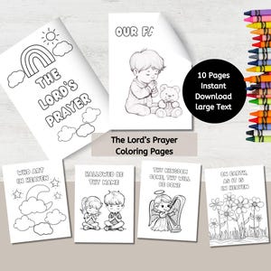Páginas para colorear del Padre Nuestro para preescolar, Padre Nuestro para descargar en formato digital, Manualidades para la escuela dominical, Hojas de actividades cristianas para la educación en el hogar para imprimir