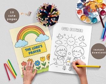 Lord's Prayer Coloring Pages, Our Father Activity for Kids,  Sunday School Lesson Printable