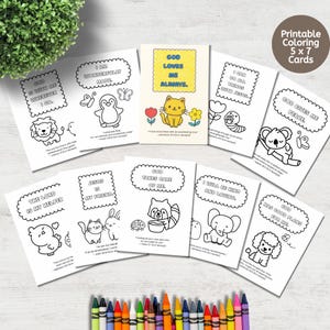 Bibelfärbung Affirmationskarten, druckbare 5 x 7 Schriftkarten für Vorschulkinder, Kindergärtnerinnen, digitaler Download für die Sonntagsschule
