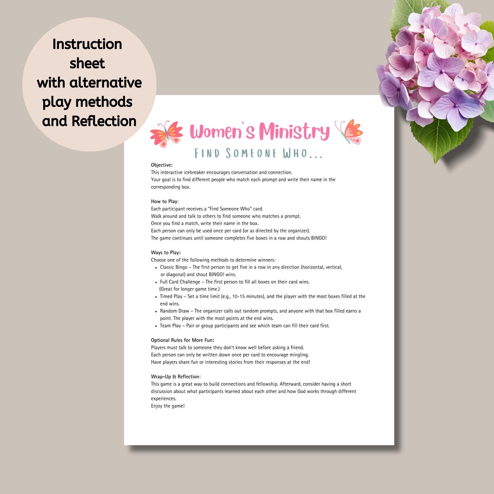 Women's Ministry Find Someone Who Game, Icebreaker Bible Activity, Find ...