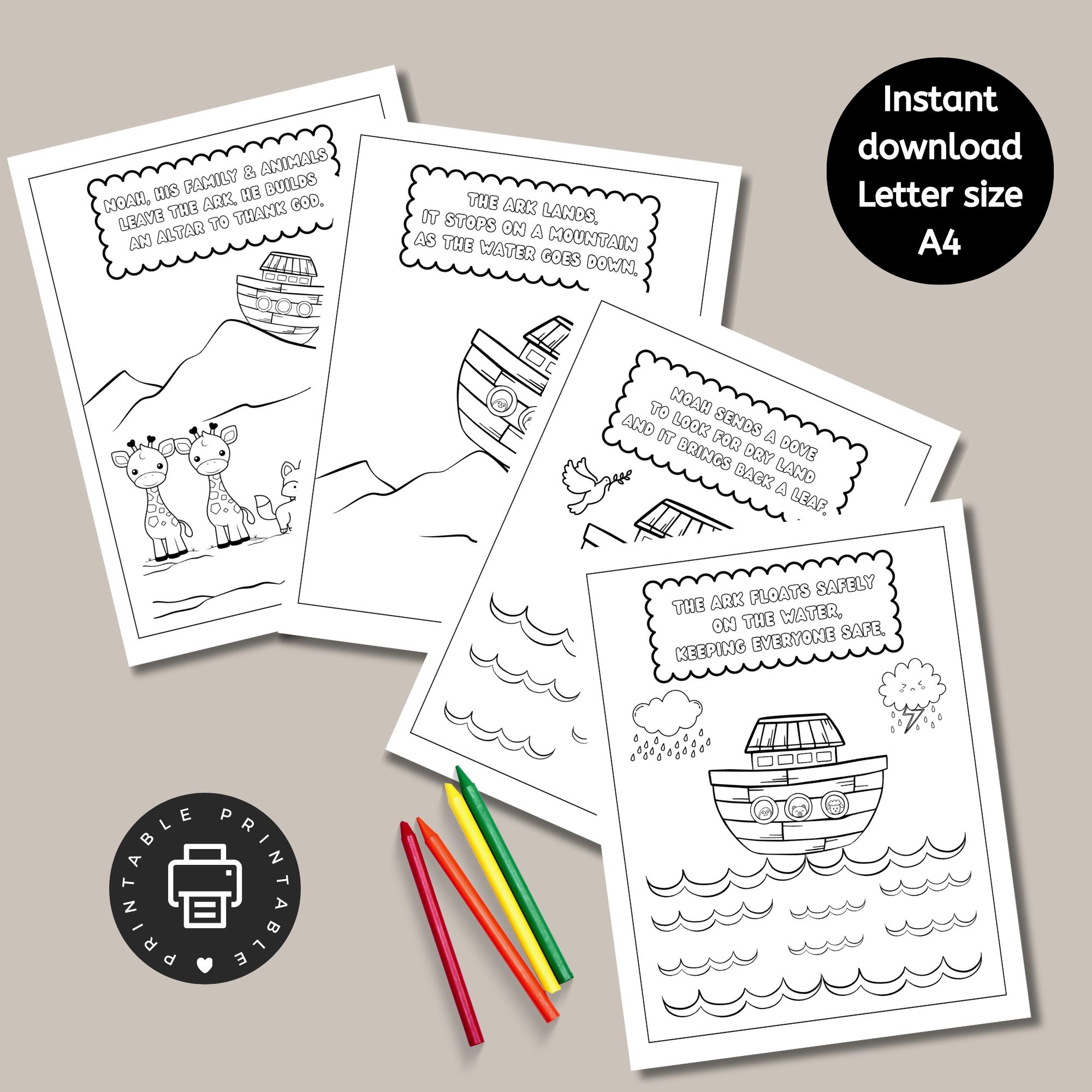 Noah's Ark Coloring Sheet, Noah's Ark Printable, Bible Verse Coloring ...