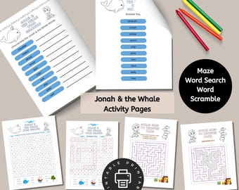 Jonah and the Whale Activities, Sunday School Printable PDF