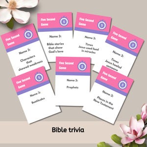 Icebreaker Game for Bible Study, Bible 5 Second Game, Christian Fast Answer,  Women&#39;s Ministry Group Game, Printable Trivia for Church Youth