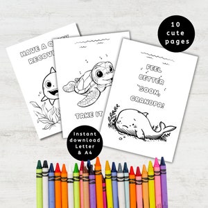Coloriages à imprimer sur la guérison, se sentir mieux bientôt pour les enfants, carte de rétablissement pour les enfants pour grand-père, pages à colorier pour se rétablir