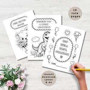 Fühlen Sie sich besser Oma druckbare Malseiten von Enkelkindern, nachdenkliches Gutes Geschenk von der Familie, herzliche Wünsche für baldige Genesung