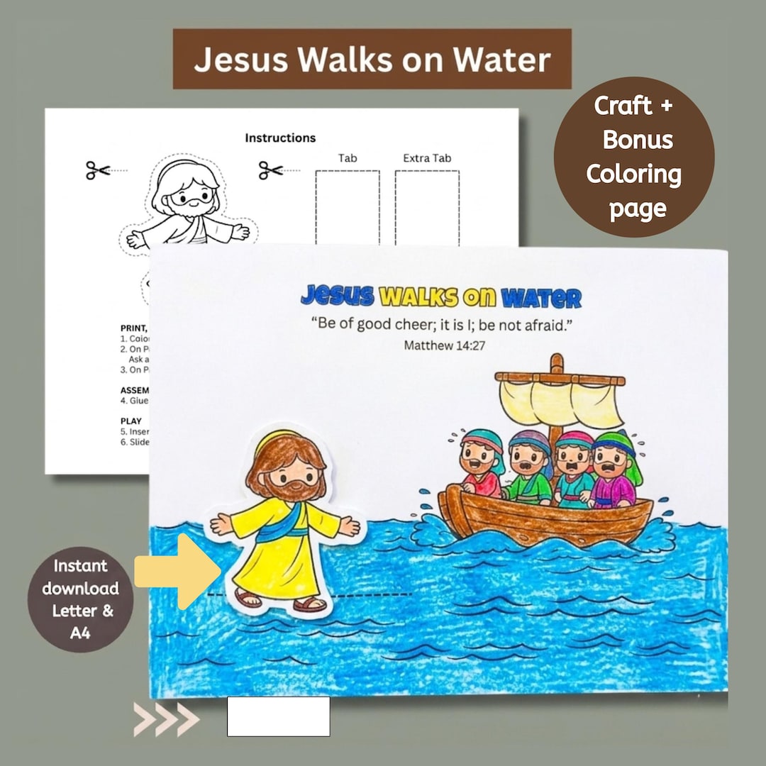 Kid Craft Jesus Walks on the Water, Printable Bible Story Activity ...