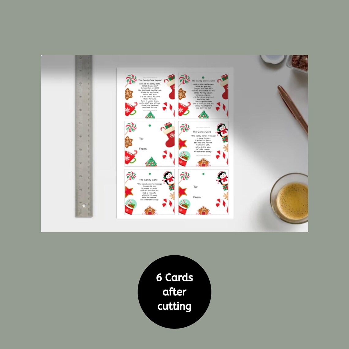 Legend of the Candy Cane Tags, Printable Gift Tag, Christmas Poem ...