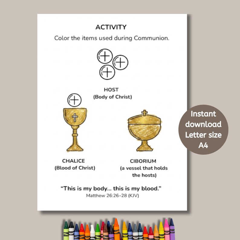 First Communion Printable for Kids, Catholic Checklist & Coloring Page ...