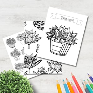 Get Well Soon Printable Coloring Pages, Feel Better Card, Printable Coloring Book, Printable PDF Coloring Page, Coloring Page Houseplant