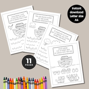 Noah&#39;s Ark Coloring Pages, Bible Story Printable PDF