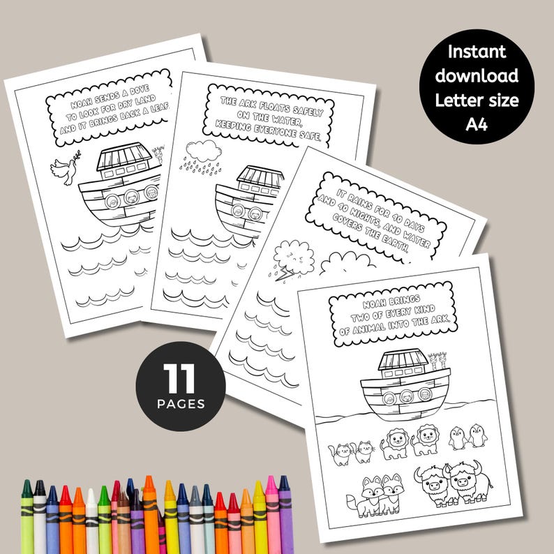 Noah's Ark Coloring Sheet, Noah's Ark Printable, Bible Verse Coloring ...