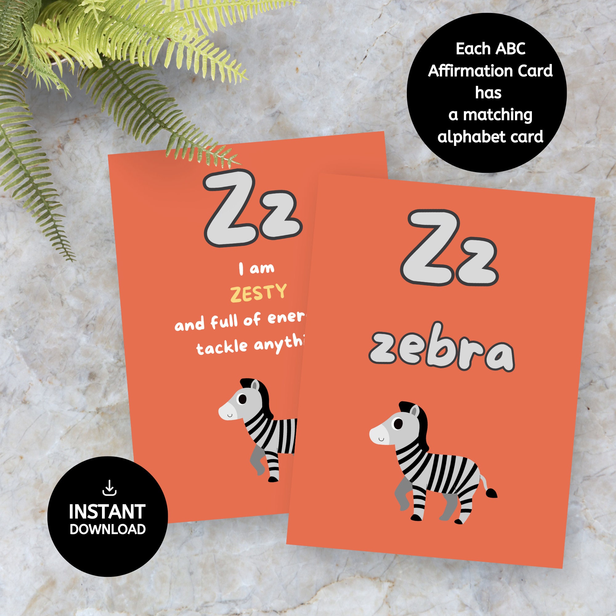 Alphabet Flash Cards Printable Pdf/ Printable Affirmation Cards for