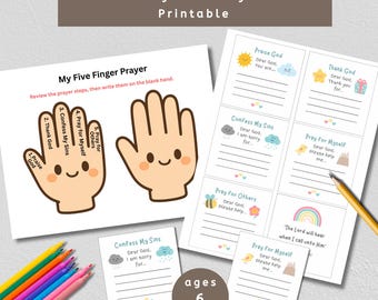 Five Finger Prayer for Kids – Printable Activity & Prayerful Cards Set, PDF