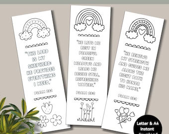 Psalm 23 Coloring Bookmarks, The Lord is My Shepherd Printable, Sunday School Activity