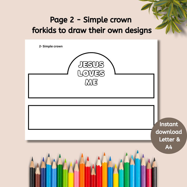 Jesus Loves Me Paper Crown for Preschool, Printable Bible Craft, Sunday ...